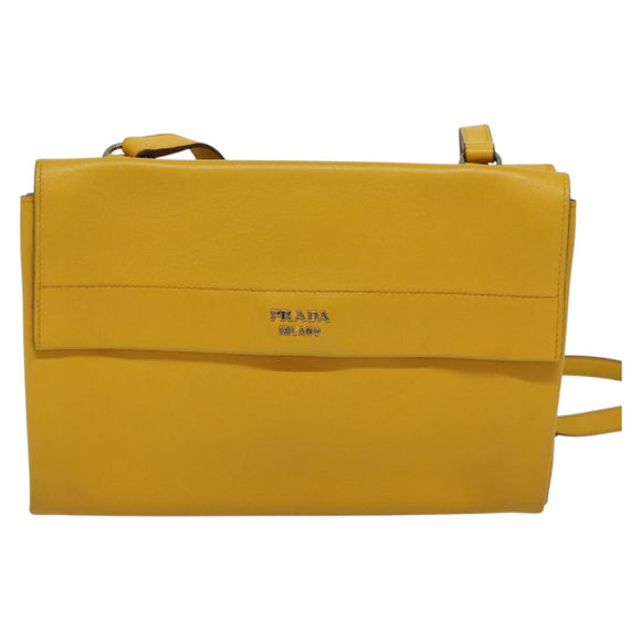 PRADA Shoulder Bag Yellow Silver Auth 138192