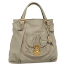 Miu Miu Tote Bag Leather Gray Gold Auth 138193-1