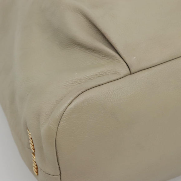 Miu Miu Tote Bag Leather Gray Gold Auth 138193