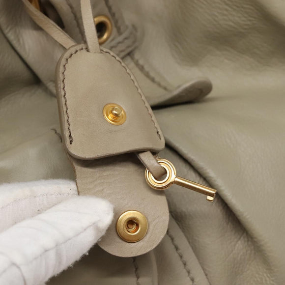 Miu Miu Tote Bag Leather Gray Gold Auth 138193