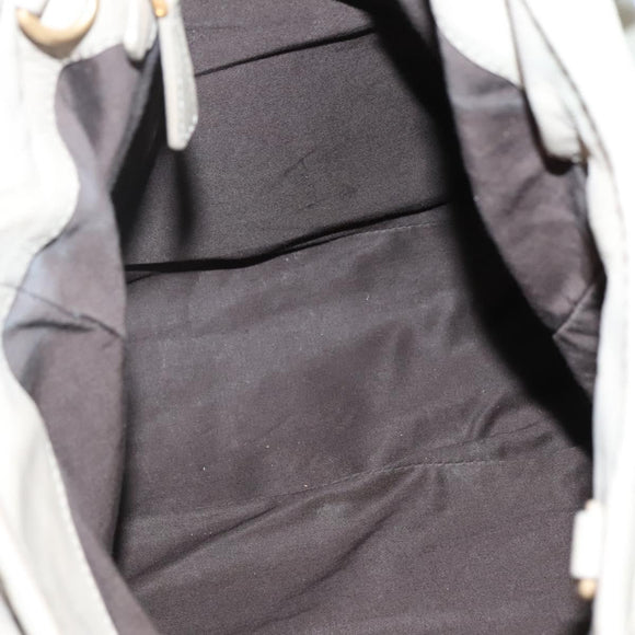 Miu Miu Tote Bag Leather Gray Gold Auth 138193