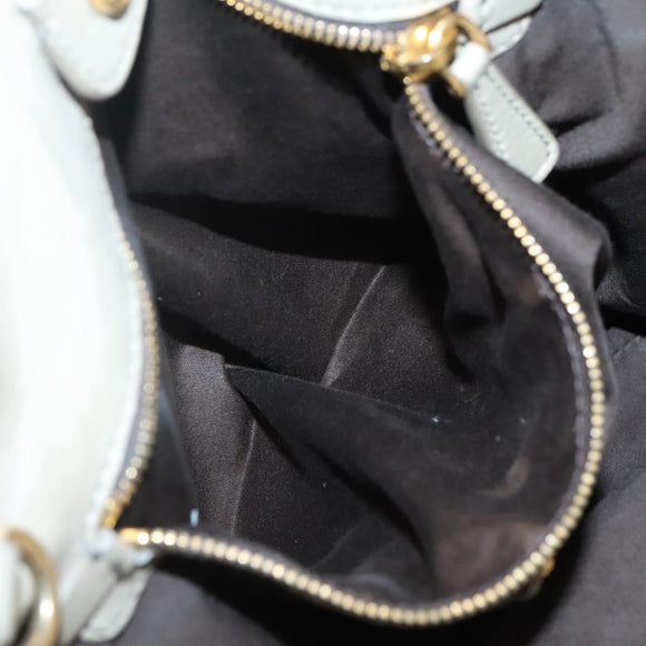 Miu Miu Tote Bag Leather Gray Gold Auth 138193