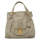 Miu Miu Tote Bag Leather Gray Gold Auth 138193-2