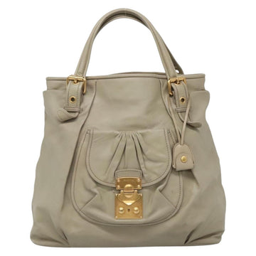 Miu Miu Tote Bag Leather Gray Gold Auth 138193 - 0
