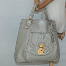 Miu Miu Tote Bag Leather Gray Gold Auth 138193-22