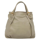 Miu Miu Tote Bag Leather Gray Gold Auth 138193-3