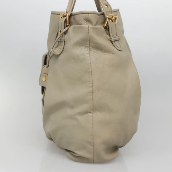 Miu Miu Tote Bag Leather Gray Gold Auth 138193