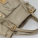 Miu Miu Tote Bag Leather Gray Gold Auth 138193-6