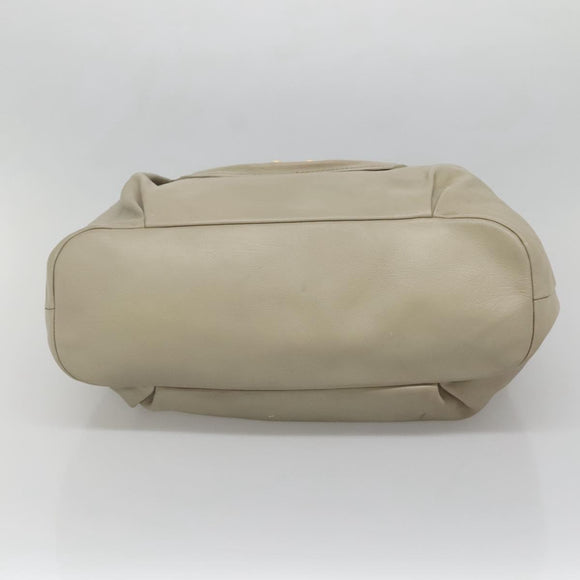 Miu Miu Tote Bag Leather Gray Gold Auth 138193