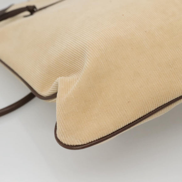 BURBERRY Blue Label Shoulder Bag Corduroy Beige Silver Auth 138201