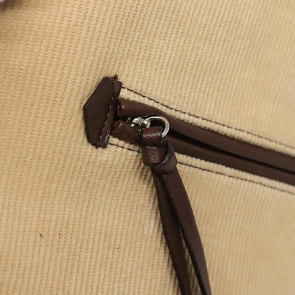 BURBERRY Blue Label Shoulder Bag Corduroy Beige Silver Auth 138201