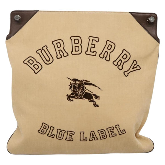 BURBERRY Blue Label Shoulder Bag Corduroy Beige Silver Auth 138201
