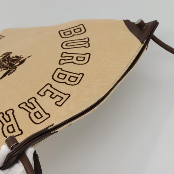 BURBERRY Blue Label Shoulder Bag Corduroy Beige Silver Auth 138201