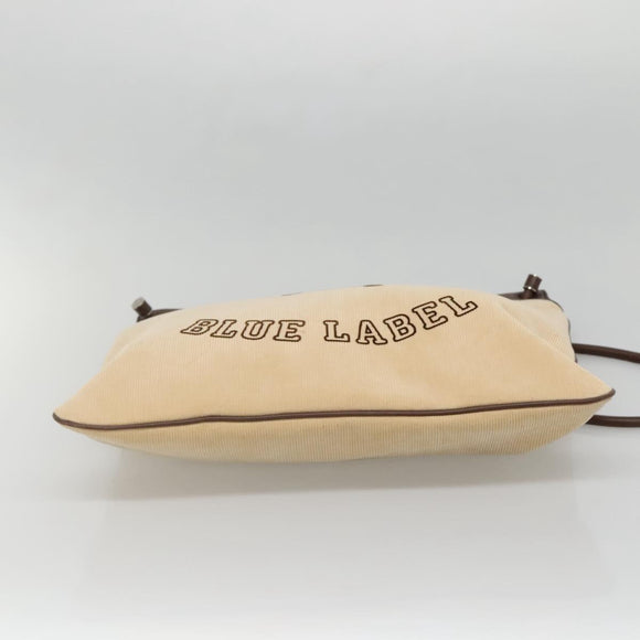 BURBERRY Blue Label Shoulder Bag Corduroy Beige Silver Auth 138201