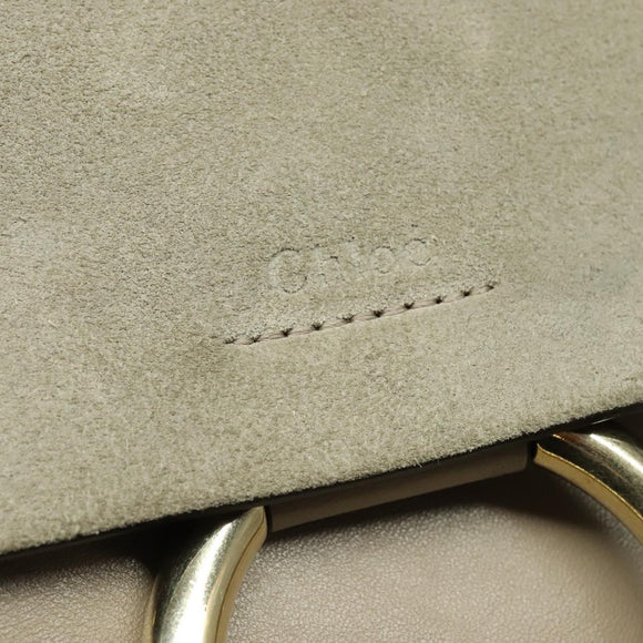Chloe Fay Shoulder Bag Suede Leather Gray Gold Auth 138204