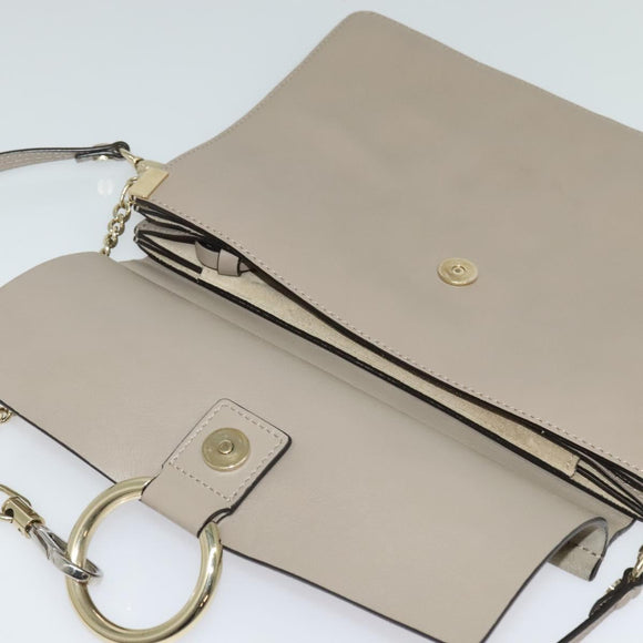 Chloe Fay Shoulder Bag Suede Leather Gray Gold Auth 138204