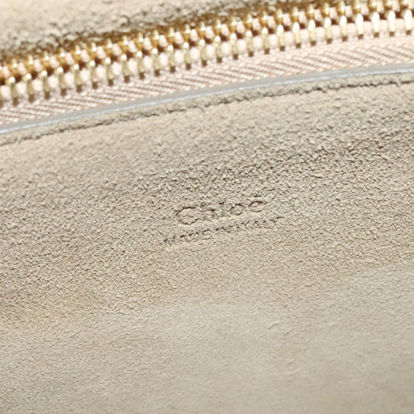 Chloe Fay Shoulder Bag Suede Leather Gray Gold Auth 138204