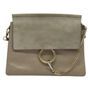 Chloe Fay Shoulder Bag Suede Leather Gray Gold Auth 138204-2