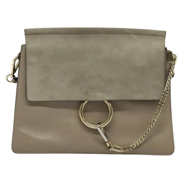 Chloe Fay Shoulder Bag Suede Leather Gray Gold Auth 138204 - 0