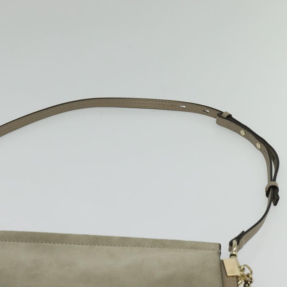 Chloe Fay Shoulder Bag Suede Leather Gray Gold Auth 138204