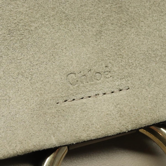 Chloe Fay Shoulder Bag Suede Leather Gray Gold Auth 138205