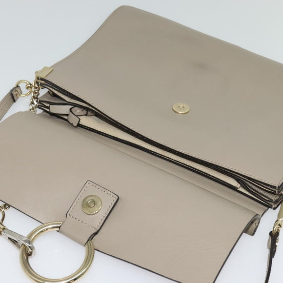 Chloe Fay Shoulder Bag Suede Leather Gray Gold Auth 138205