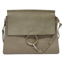 Chloe Fay Shoulder Bag Suede Leather Gray Gold Auth 138205-13