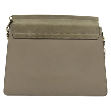 Chloe Fay Shoulder Bag Suede Leather Gray Gold Auth 138205 - 0