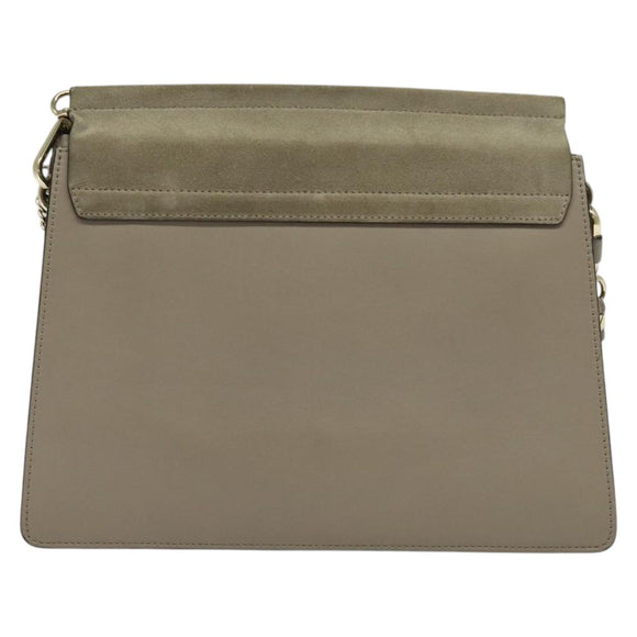 Chloe Fay Shoulder Bag Suede Leather Gray Gold Auth 138205