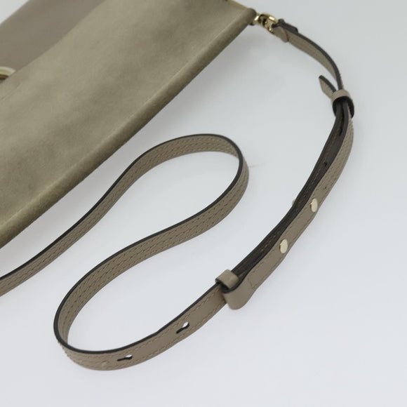 Chloe Fay Shoulder Bag Suede Leather Gray Gold Auth 138205