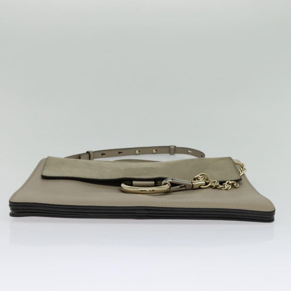 Chloe Fay Shoulder Bag Suede Leather Gray Gold Auth 138205
