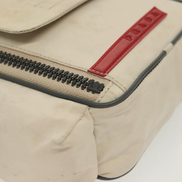 PRADA Sports Shoulder Bag Nylon White Silver Auth 138207