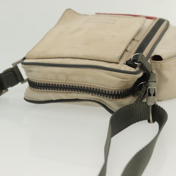 PRADA Sports Shoulder Bag Nylon White Silver Auth 138207