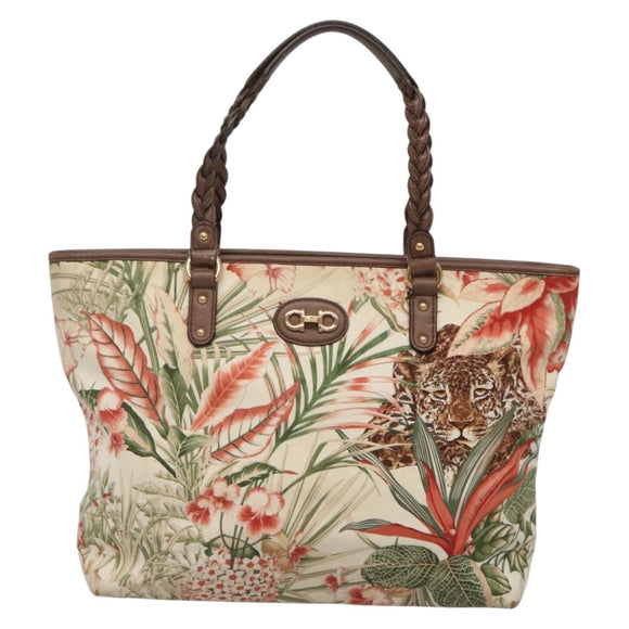 Salvatore Ferragamo Gancini Tote Bag Nylon Multicolor Gold Auth 138208