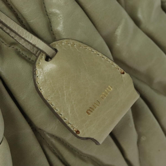 Miu Miu Matelasse Hand Bag Leather Ivory Gold Auth 138209