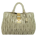 Miu Miu Matelasse Hand Bag Leather Ivory Gold Auth 138209-13