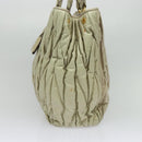 Miu Miu Matelasse Hand Bag Leather Ivory Gold Auth 138209-4