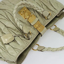 Miu Miu Matelasse Hand Bag Leather Ivory Gold Auth 138209-6