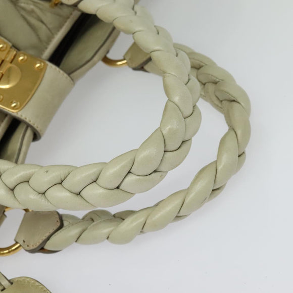 Miu Miu Matelasse Hand Bag Leather Ivory Gold Auth 138209