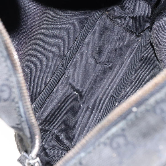 GUCCI GG Canvas Shoulder Bag Black Silver 03136 Auth 138213