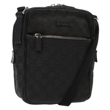 GUCCI GG Canvas Shoulder Bag Black Silver 03136 Auth 138213