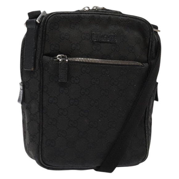 GUCCI GG Canvas Shoulder Bag Black Silver 03136 Auth 138213