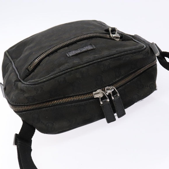 GUCCI GG Canvas Shoulder Bag Black Silver 03136 Auth 138213