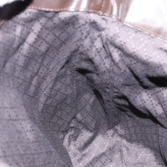 GUCCI Bamboo Shoulder Bag Nylon 2way Brown Silver 001 1553 1577 Auth 138216