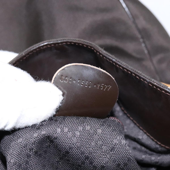 GUCCI Bamboo Shoulder Bag Nylon 2way Brown Silver 001 1553 1577 Auth 138216