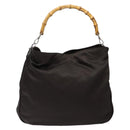 GUCCI Bamboo Shoulder Bag Nylon 2way Brown Silver 001 1553 1577 Auth 138216-13