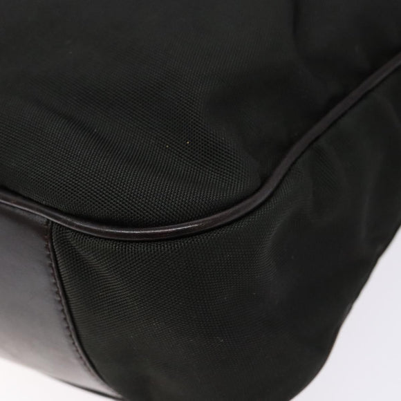 GUCCI Bamboo Shoulder Bag Nylon Khaki Silver 001 1638 Auth 138217