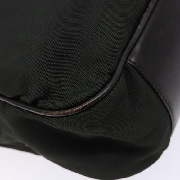 GUCCI Bamboo Shoulder Bag Nylon Khaki Silver 001 1638 Auth 138217