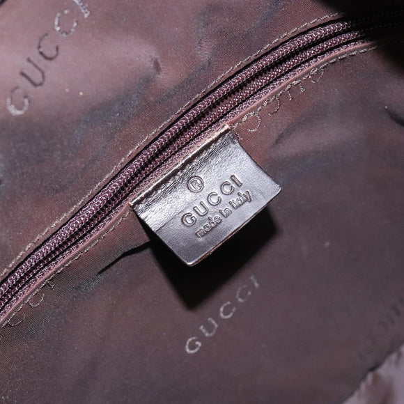 GUCCI Bamboo Shoulder Bag Nylon Khaki Silver 001 1638 Auth 138217