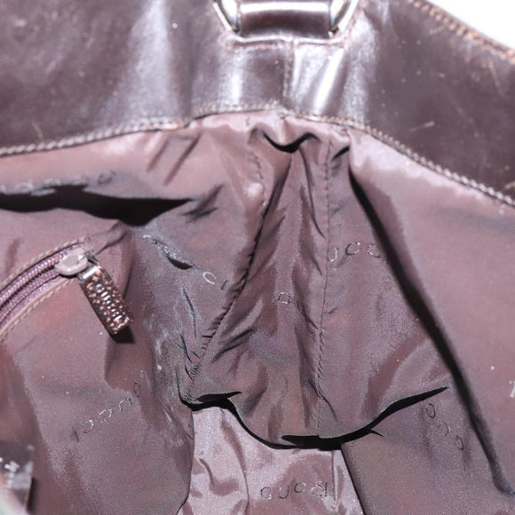 GUCCI Bamboo Shoulder Bag Nylon Khaki Silver 001 1638 Auth 138217